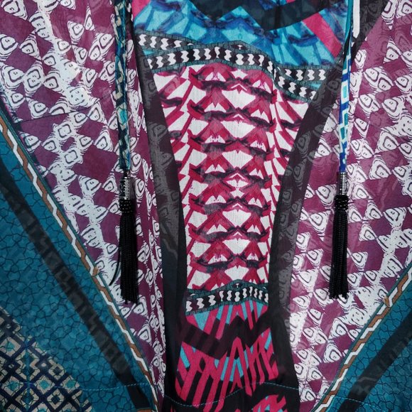 Hale Bob Ladonna Silk Chiffon Teal Crepe Blouse - Picture 4 of 9